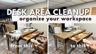 MESSY DESK CLEAN AND ORGANIZE WITH ME  Paper Storage Cord Clutter and Desk Drawer Organization