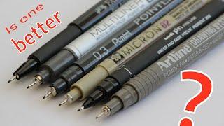 Comparing the pigmented fineliner brands. An overly critical review