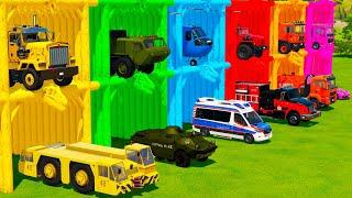 TRANSPORTING EMERGENCY & MILITARY VEHICLES & GARBAGE TRUCK WITH BIG TRUCKS Farming Simulator 22