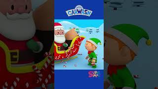 Santas sleigh needs detailing... its covered in candy canes #carlscarwash #kidsvideo #santa