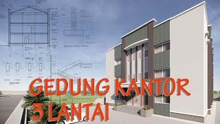 Gambar Konstruksi Lengkap Gedung Kantor 3 Lantai