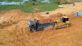 EXCELLENT POWERFUL DOZER CAT SEM 816D PUSH TRUCK STUCK