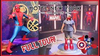 Disneys Hotel NEW YORK the Art of Marvel ⭐⭐⭐⭐ FULL TOUR Shop Super Hero Station Pool Gym etc