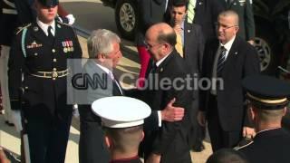 HAGEL WELCOMES ISRAELI DEFENSE MINISTER ARRIVALS