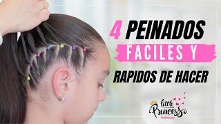 4 Hermosos Peinados Faciles y Rapidos de Hacer  Peinados para Niñas 