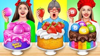 Me vs Grandma Cooking Challenge  Cake Decorating Best Cooking Ideas by MEGA GAME