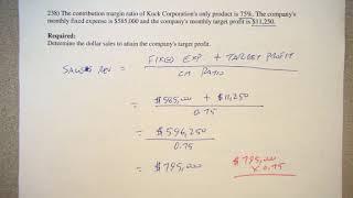 Managerial Accounting - Determining Sales Revenue for a Target Profit