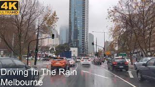 Driving Around City In The Rain  Melbourne Australia  4K UHD