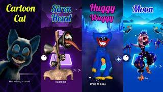 Cartoon Cat  Vs  Siren Head  Vs  Huggy Wuggy  Vs  Moondrop  Smash Color - tiles hop - Magic Tiles 3