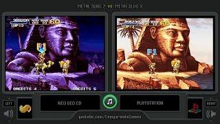 Metal Slug 2 vs Metal Slug X Neo Geo Cd vs Playstation Side by Side Comparison