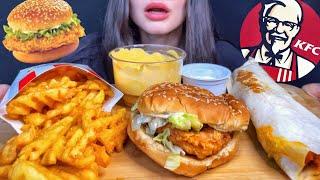 ASMR KFC  CHICKEN BURGER + SPICY BURRITO + FRIES W CHEESE MUKBANG No Talking EATING SOUNDS