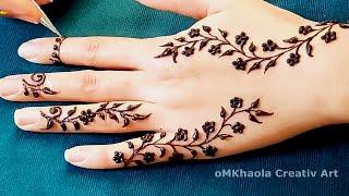 Easy Simple Mehndi design - Beautiful Mehndi designs - cara pakai henna di tangan - نقش حناء سهل