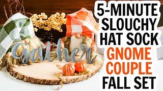 5 Minute Fall Gnome  Fall Sock Gnome DIY  Gnomes DIY  Slouchy Gnome Hat Pattern  Autumn Gnome