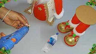 Low cost Easy Santa making idea from waste plastic bottle  DIY Christmas craft idea206