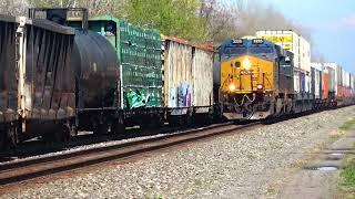 CSX Train Stops In Front Of Me + Blocks Crossing 2 Trains Pass Stopped Train CP Navy Heritage Unit