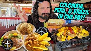 EATING IN 3 COUNTRIES IN 1 DAY Colombia Peru and Brazil