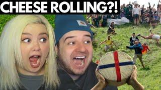 American Couple Reacts to CHEESE ROLLING