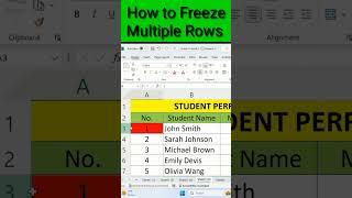 How to Freeze Multiple Rows in Excel using Freeze Panes #freezepanes  #freeze #rows #excel #shorts