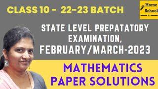 Sslc State level preparatory Mathematics answer key2022-23