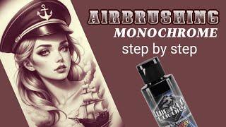 Airbrushing a Monochrome portrait full beginners guide