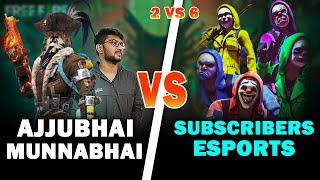 AJJUBHAI DUO VS 6 SUBSCRIBERS ESPORTS SQUAD - PLAY WITH MUNNABHAI - FREE FIRE HIGHLIGHTS