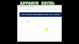 HIDE AND UNHIDE RIBBON 2SEC#shorts #excel #advanceexcel #virakshorts