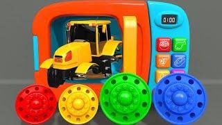 Learn Colors with Yellow Tractor Construction Vehicle Toys Assembly Car and Soccer Ball  ZORIP