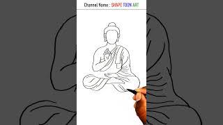 Lord Buddha drawing sitting on lotus flower - How to draw gautama buddha drawing