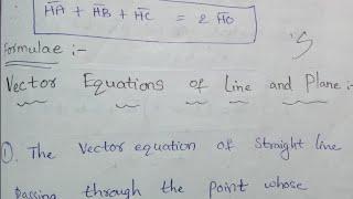 Vector Equations of Line and Plane  Formulae 