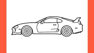 How to draw a TOYOTA SUPRA A80 easy  drawing toyota supra mk4  IV rz jza80 1993 car step by step