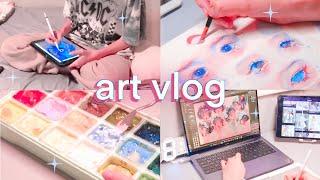 *.･ art vlog   gouache painting + xencelabs review