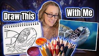 Draw a SEA TURTLE  Colored Pencil & Pan Pastels with me Full Lesson