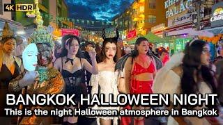  4K HDR  Bangkoks KhaoSan Road Halloween 2023  Halloween Night Walk