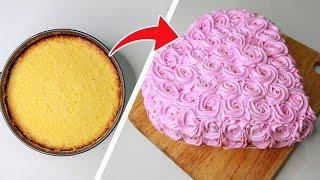 Round Cake To Heart Shape Cake  Rosette Heart Cake  With Eggs  Eggless & Without Oven  Yummy