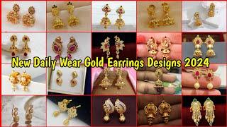 Daily Wear Gold Earrings Collection 2024  New Arrivals