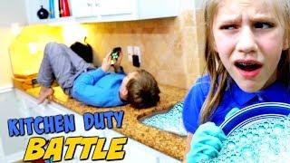 Hope vs Noah Kitchen Duty Battle SuperHeroKids Skits in Real Life w Alice in Wonderland Game