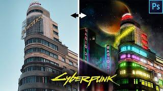 Create Cyberpunk Effect with Photoshop  Neon effect  Photoshop Tutorial 