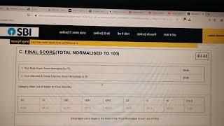 SBI PO 2023 scorecard