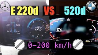 Acceleration Battle  BMW 520d xDrive G30 vs Mercedes E 220d 4Matic W213  140 vs 143 kW