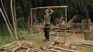 Bushcraft Camp in a Thunderstorm Full Shelter Build