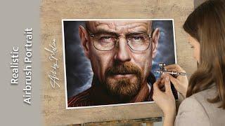 Airbrush Portrait of Walter White - Realistic Skin Texture