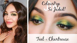 ColourPop So Jaded Palette Teal + Chartreuse Makeup Tutorial