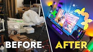 I turned my MESSY room into my DREAM GAMING SETUP  Setup Transformation  4k 75” Mini LED TV
