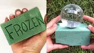 Crushing Wet Dry and Frozen Floral Foam - Relaxing Sounds No Talking Satisfying ASMR