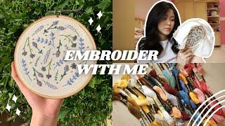 EMBROIDER WITH ME  floral embroidery design on hoop