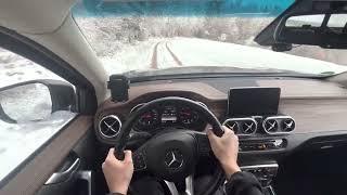 Mercedes X-Class POV - 4K HDR - Relaxing drive through a wintry forest