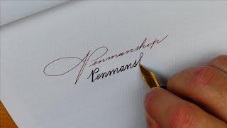 How to write “Penmanship” in three different handwriting styles Spencerian Cursive and Copperplate