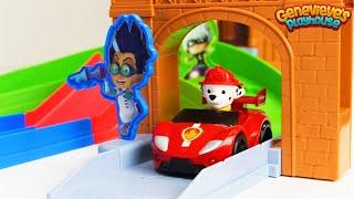 PJ Masks and Paw Patrol toy Racing Video
