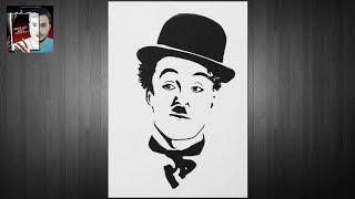 Charlie Chaplin Drawing  Marker Pen Drawing  Black and white Drawing  Art Azad