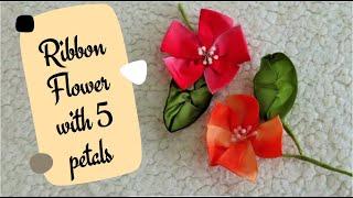 How to make a ribbon flower with 5 petals